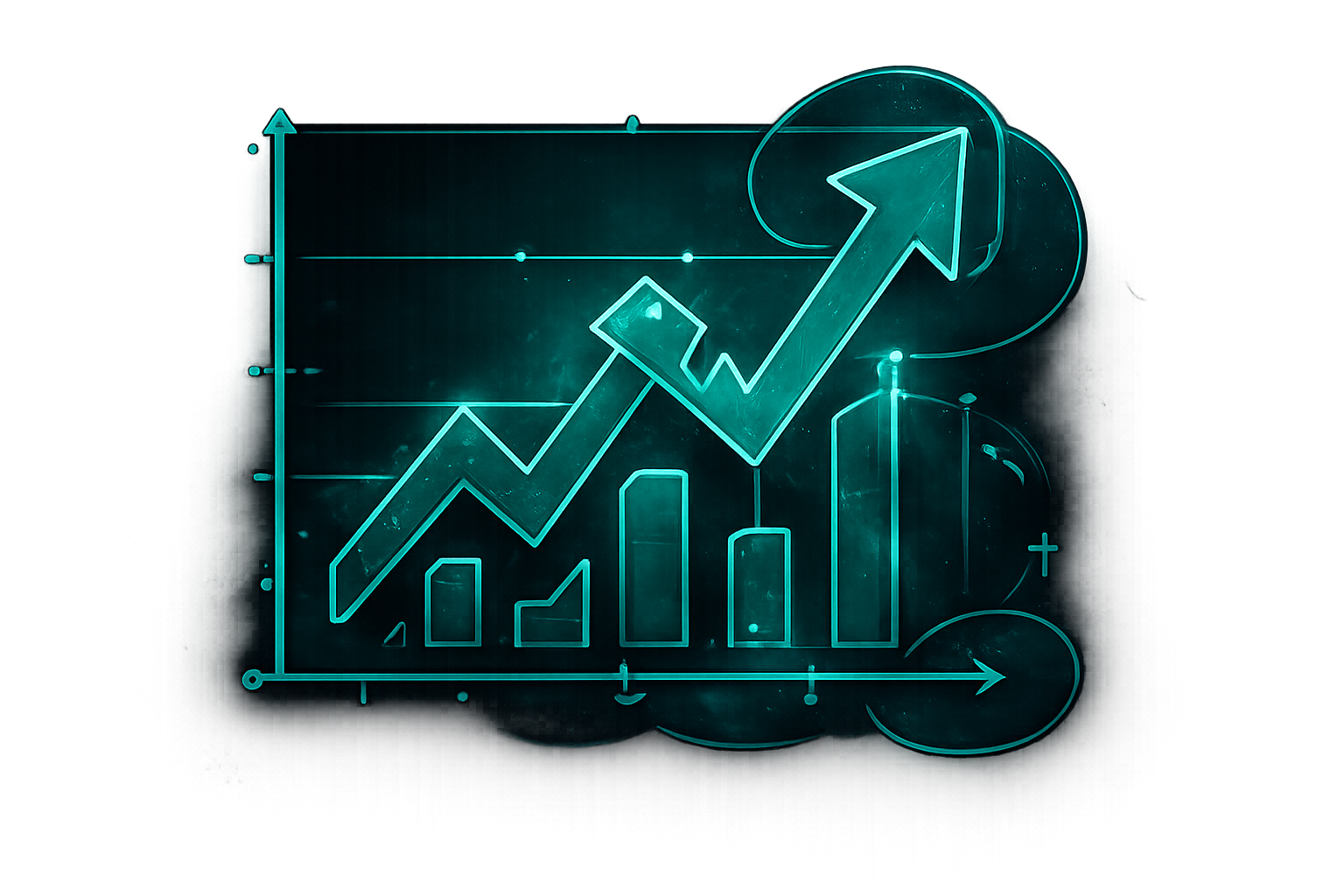 Neon market analytics chart icon